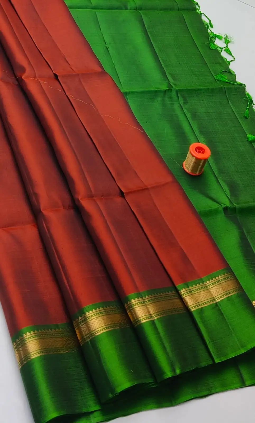 Emerald Contrast Korvai Soft Silk Saree